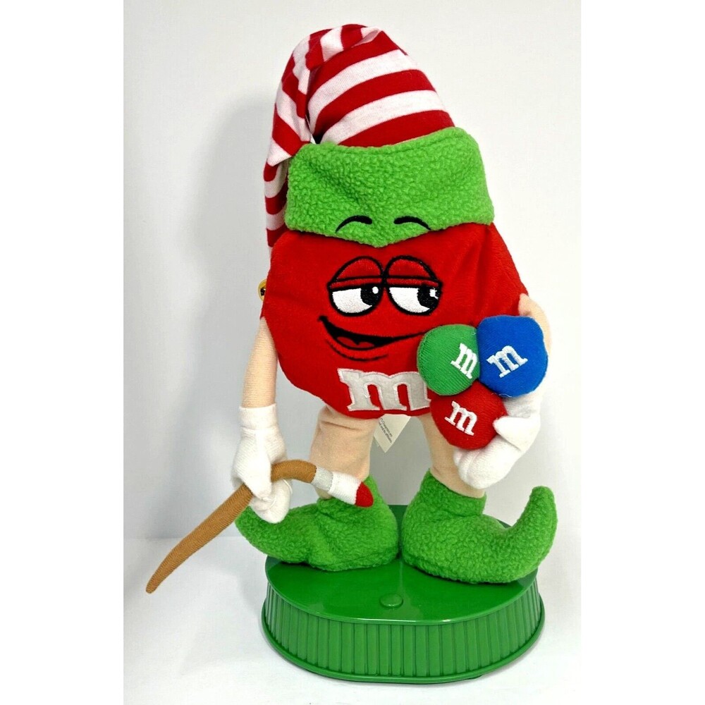 M&M’s Red Christmas Elf Plush 12” Animated Dancing Singing “I Want Candy” Holidy